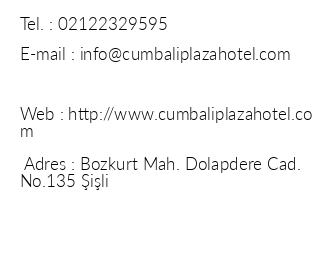 Cumbal Plaza Hotel iletiim bilgileri